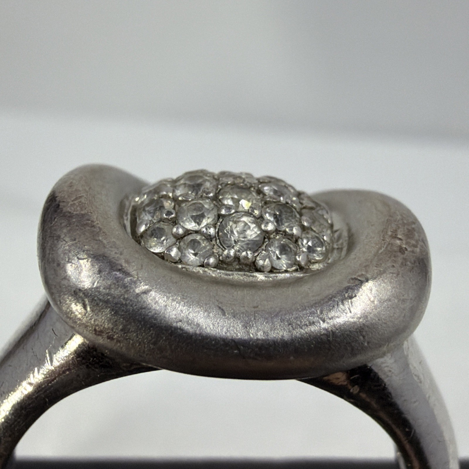 Gabriel & Co Sterling Silver White Sapphire Pave Cushion Ring Size 7