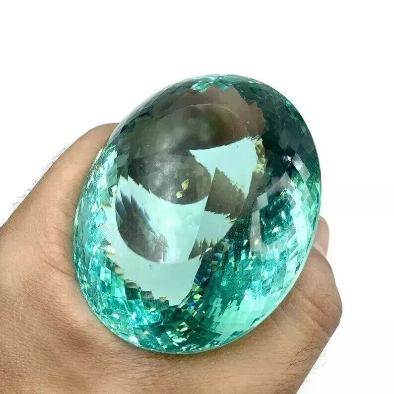Ocean Blue 105 Ct Certified Huge Topaz Oval Cut Brazilian Natural Gemstone