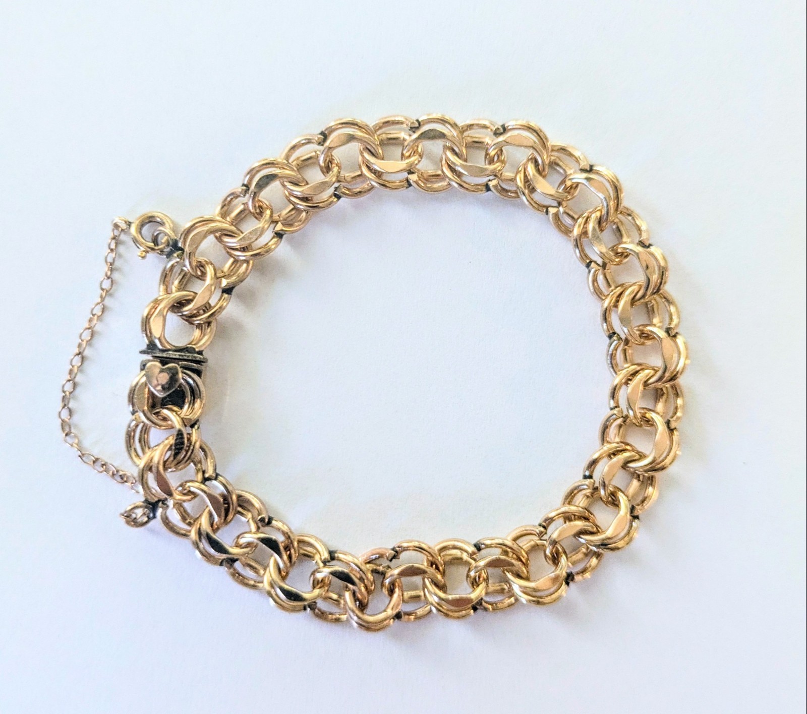 Beautiful Vintage ELCO 12kt Gold Filled Double Link Charm Bracelet