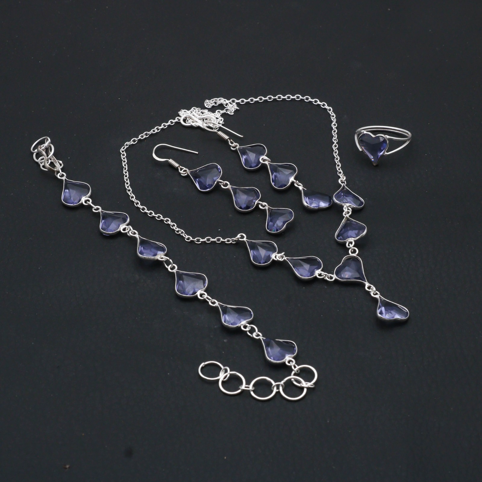 Iolite Topaz Gemstone 925 Sterling Silver Handmade Jewelry Set