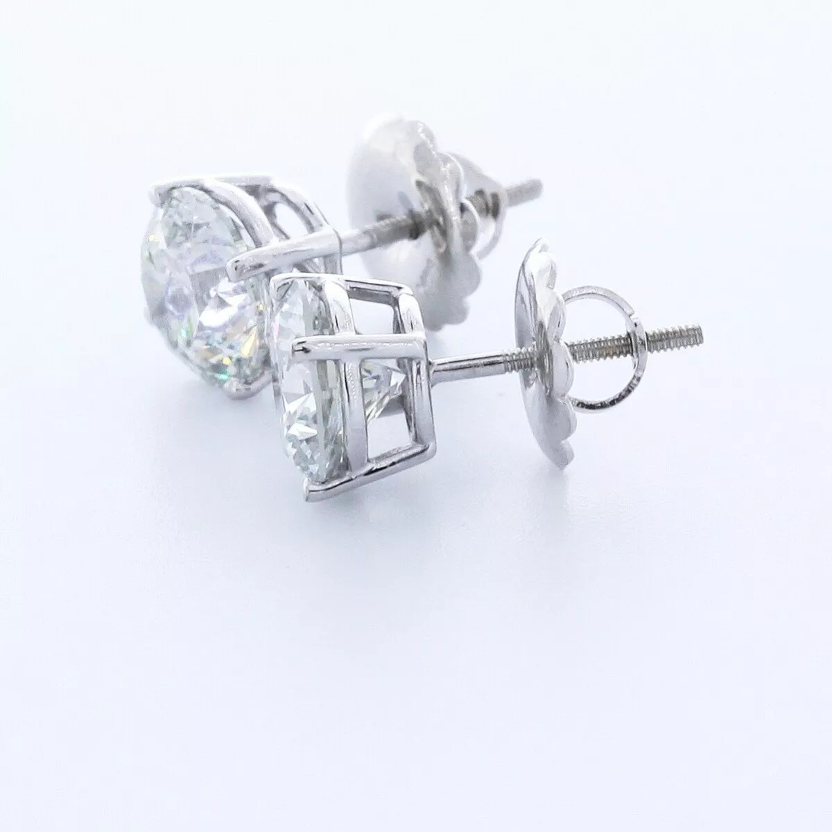 Solid 14K Yellow Gold Stud Earrings Classic 5.99 CT Round Natural Diamond G SI1