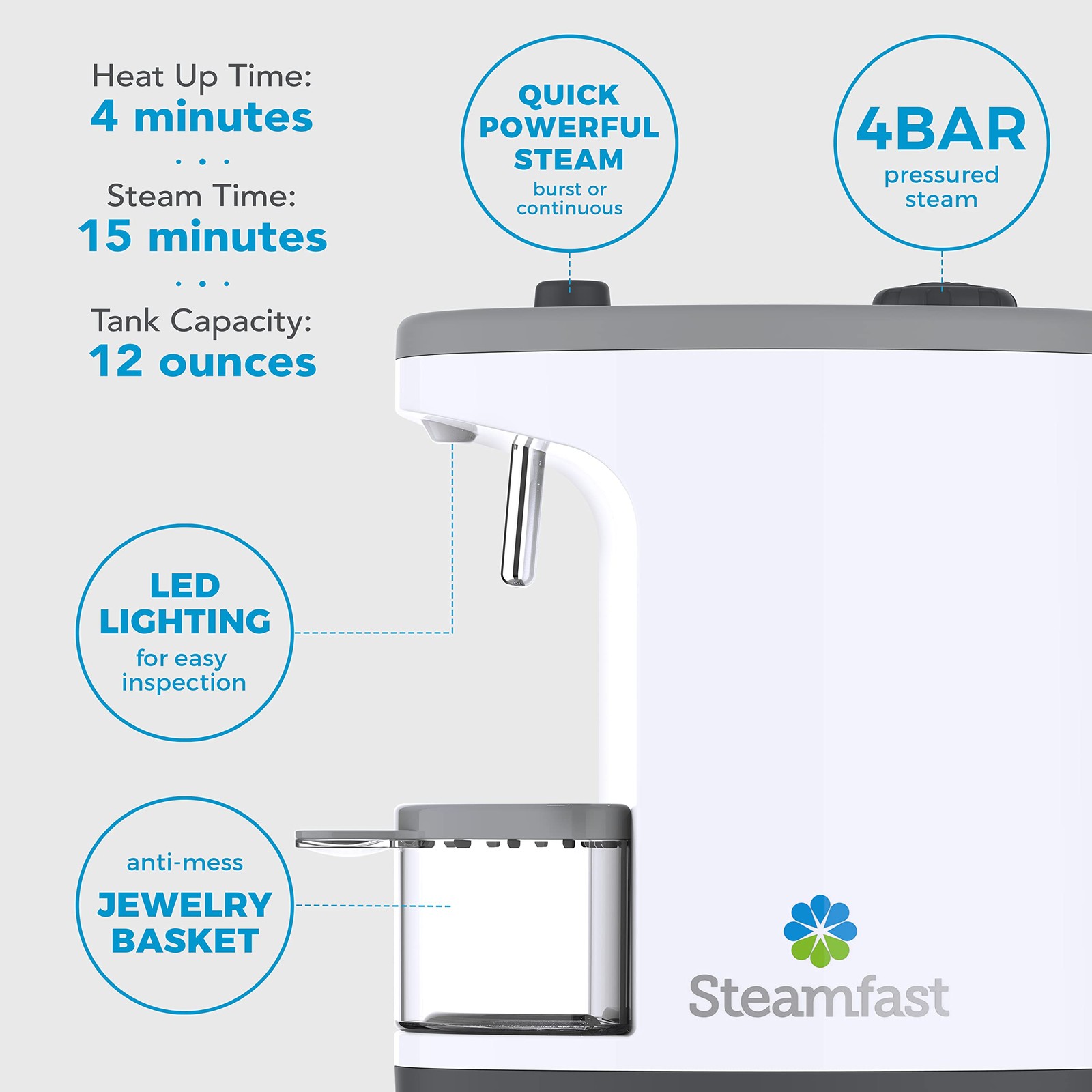 Steamfast SF-1000 JULE Steam Jewelry Cleaner , White