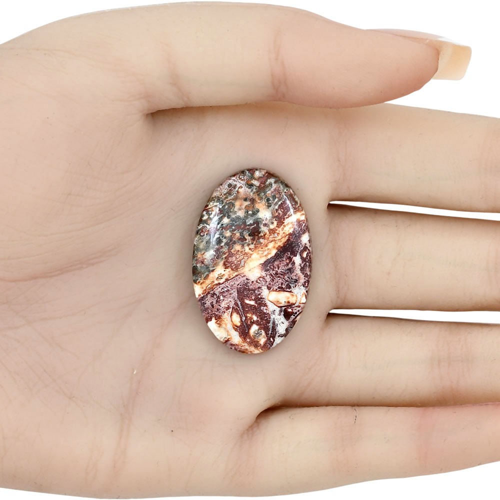 Natural Leopard Skin Jasper 33.25×21.5×5.5 mm Oval Polished Gemstone LS02001-30