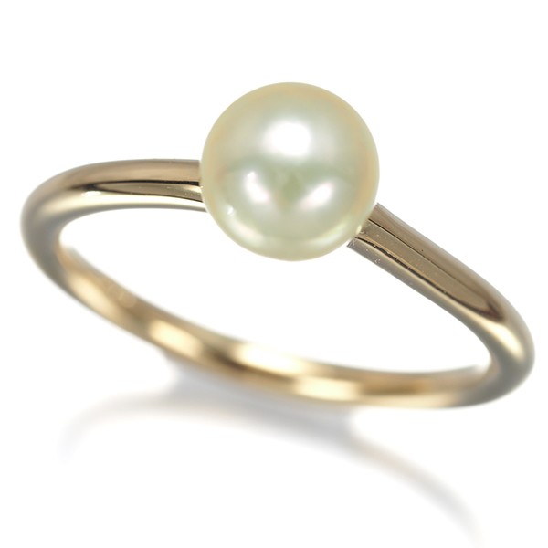 Auth TASAKI Ring Akoya Pearl 6.4mm US6-6.25 18K 750 Yellow Gold