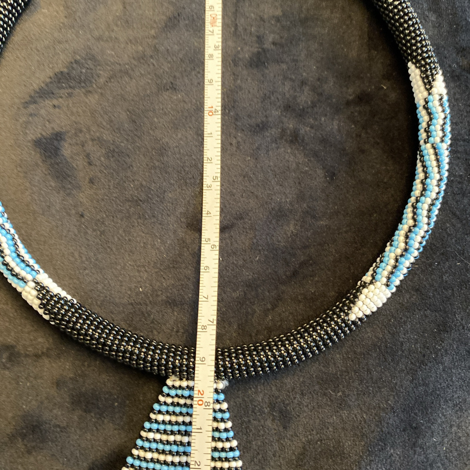 Maasai Tribal Ethnic African Style Beaded Ceremony Necklace Choker Blue Black
