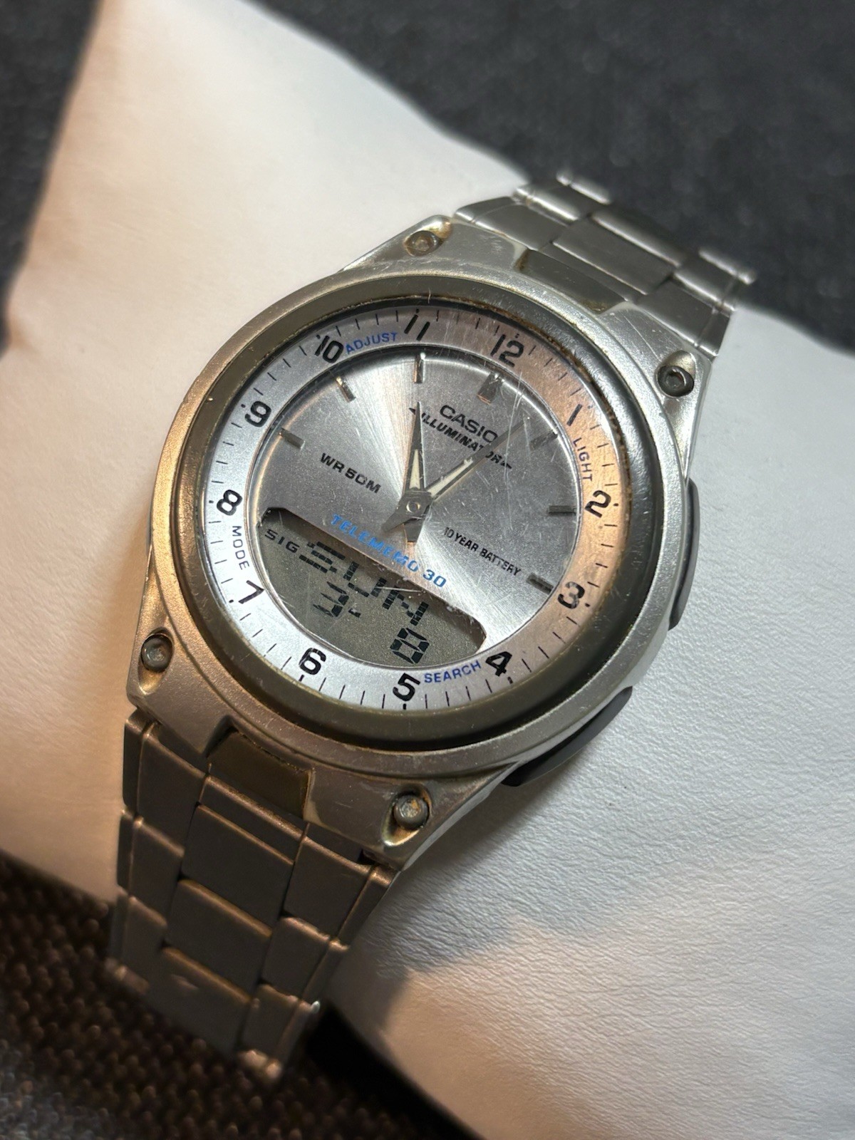 Casio Illuminator 2747 AW-80 World Time Telememo 30 Ana-Digi Watch Runs,#2