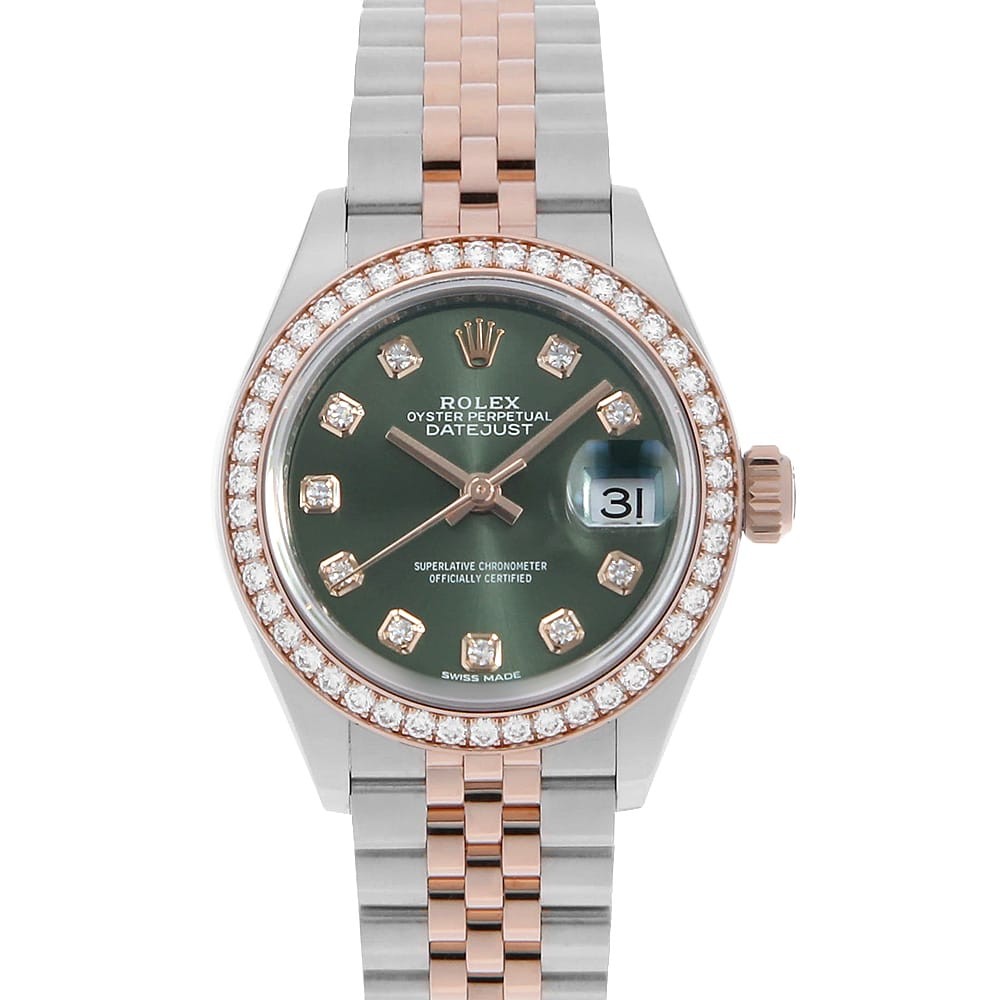 ROLEX Datejust bezel diamond 10P diamond 279381RBR Olive green 5 row jubilee…