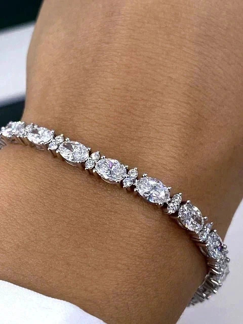 7Ct Round Cut Elegant Treated Diamond Tennis Bracelet 14K White Gold Women