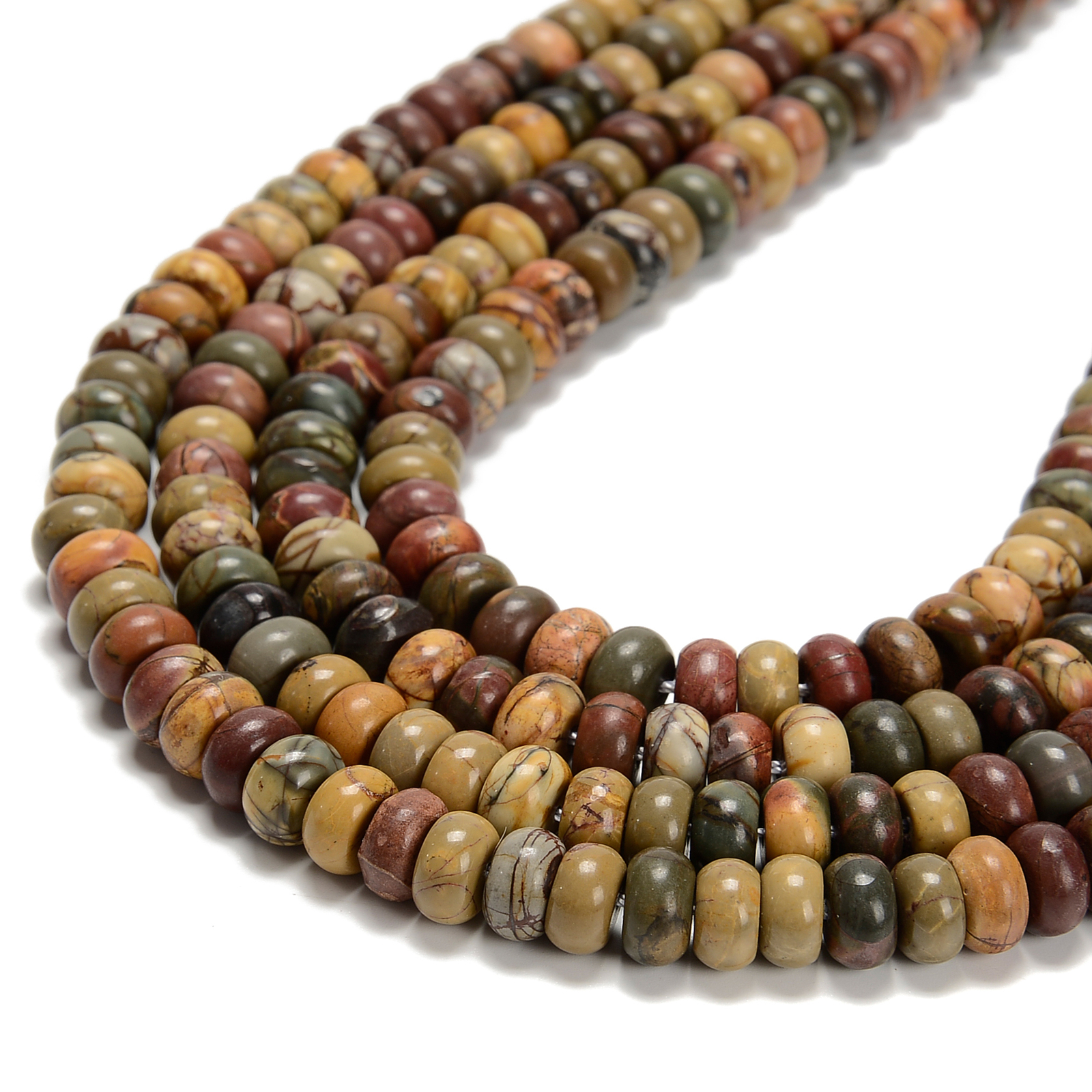 Red Creek Jasper Smooth Rondelle Beads 2x4mm 4x6mm 5x8mm 6x10mm 15.5″ Strand