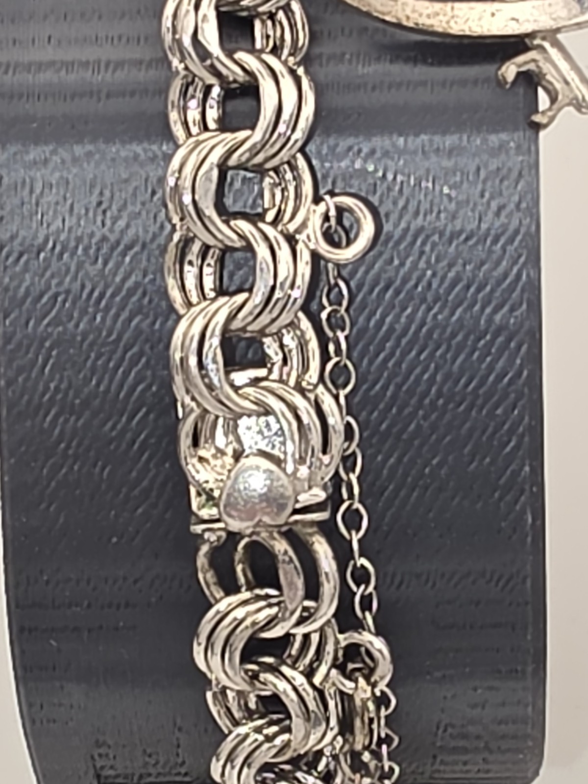 Vintage Elco Sterling Silver Triple Link Charm Bracelet With Charms, 6.25 in, I5