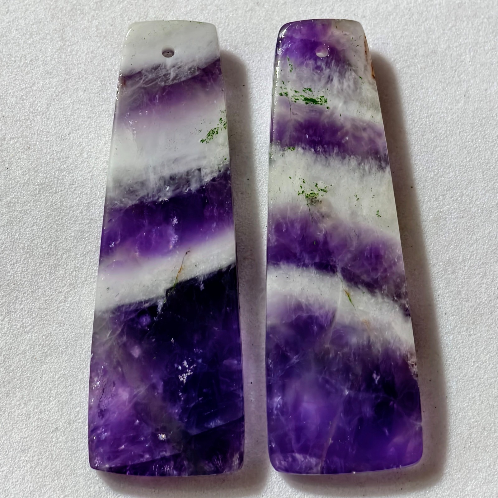 54 Cts Natural Amethyst Drilled Pair Cabochon Gemstone For Earrings 44.9X15.2 MM