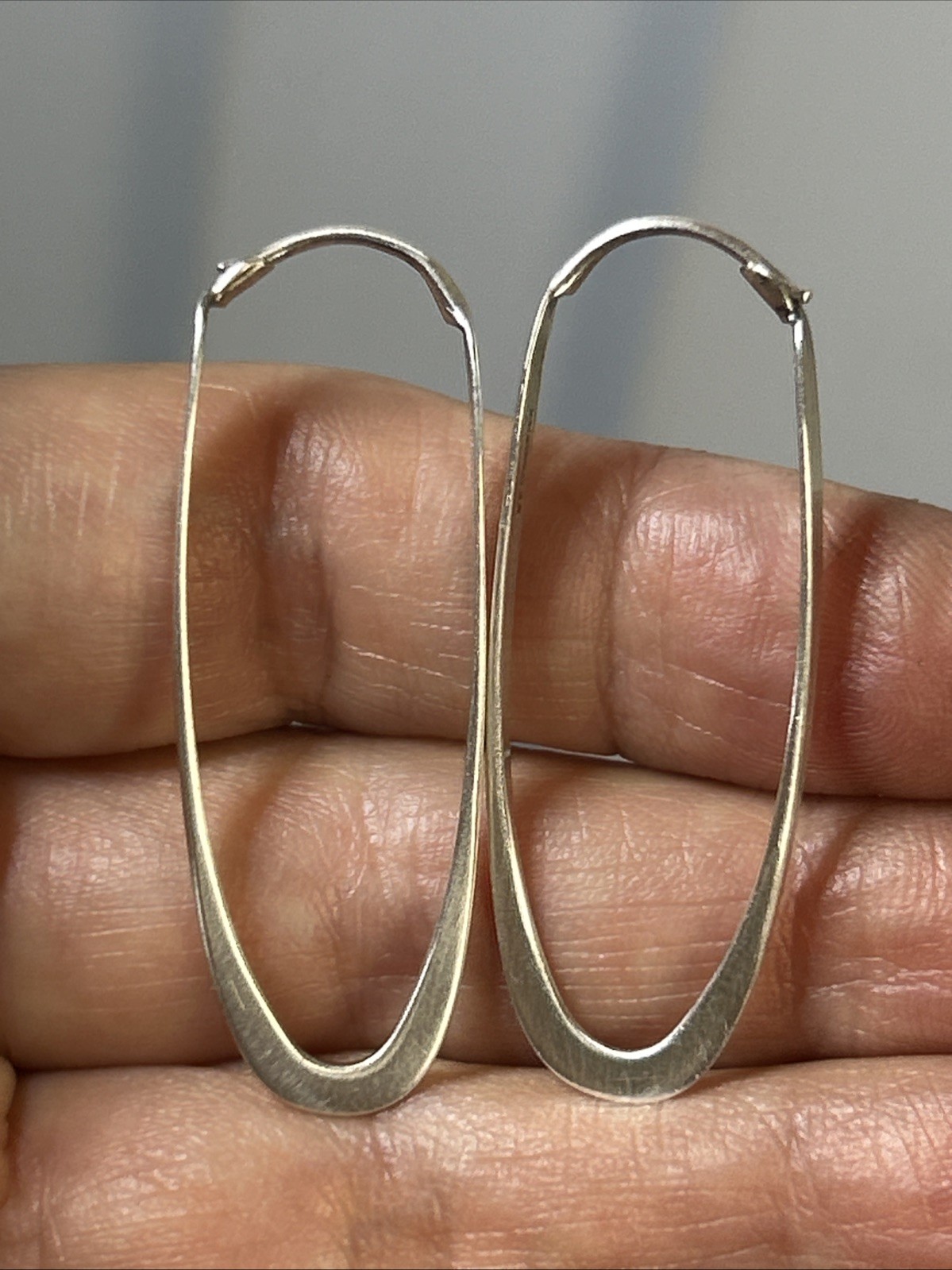55. El Ed Levin 925 Sterling Silver Oval Hammered Hoop Earrings 43.5mm, 3.6g