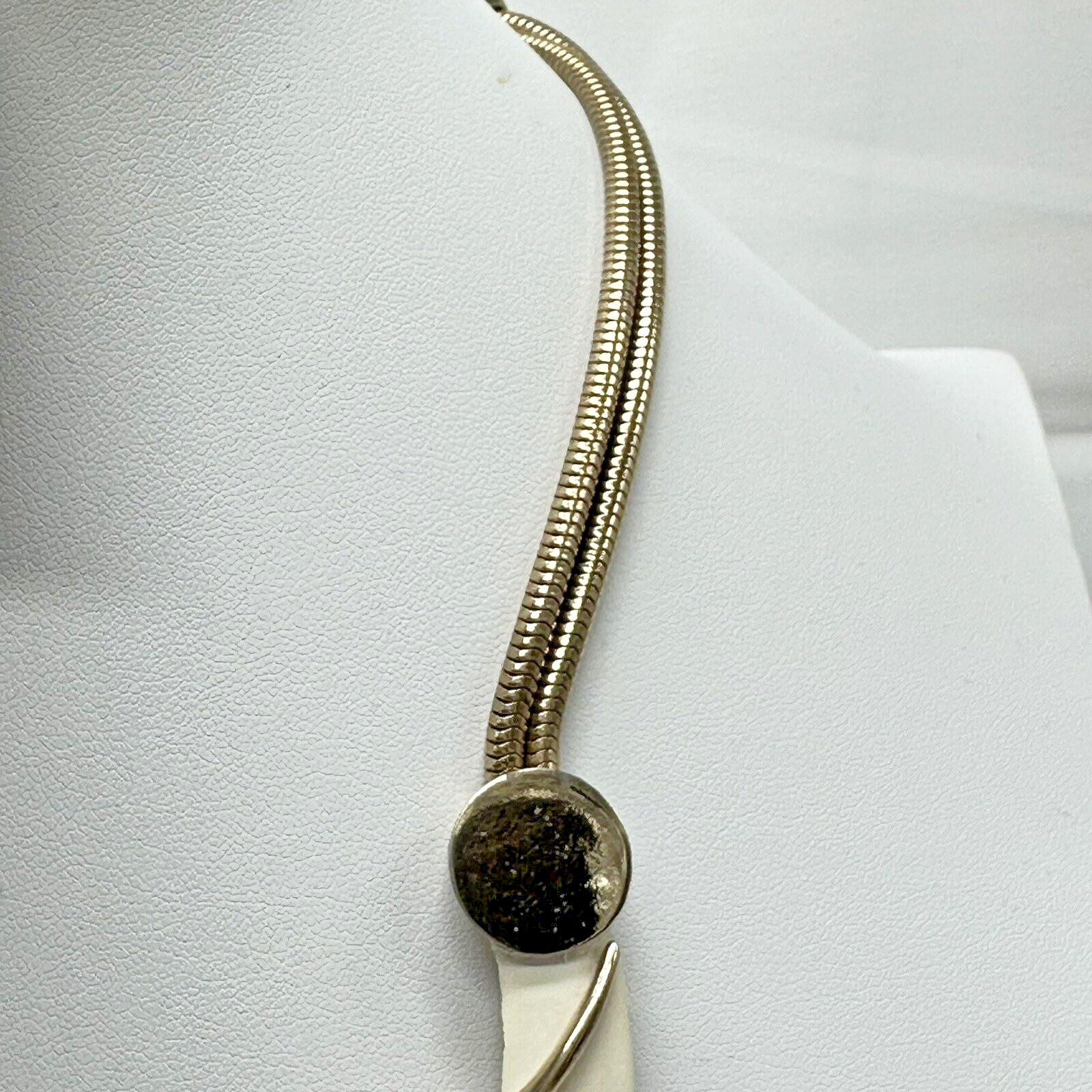 Vintage Boucher Choker Style Necklace Brutalist White Enamel Gold Tone FLAWED