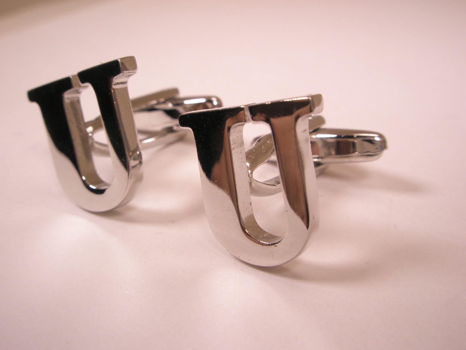 U Monogram Initial Letter Silver Tone Modern Cuff Links uriel ulises una uma umb