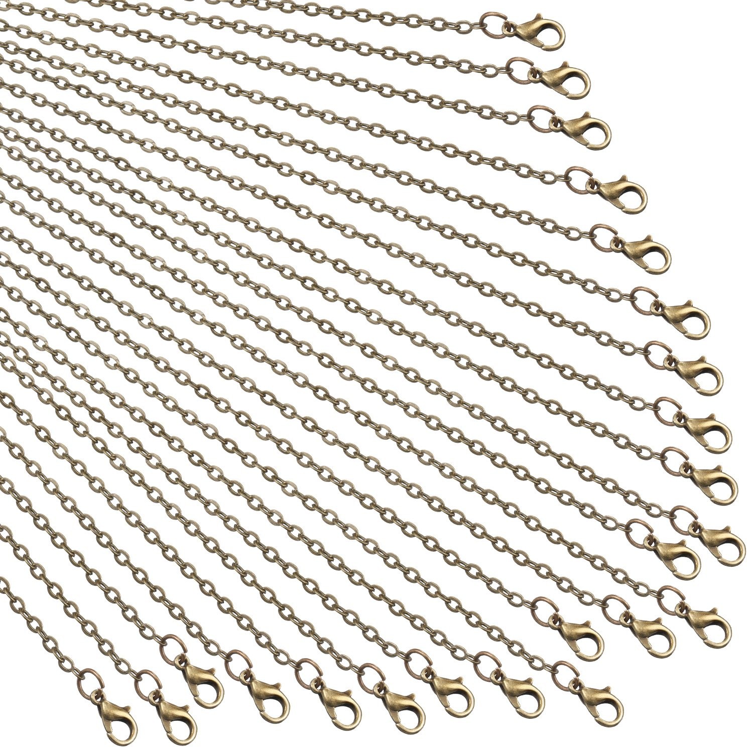 24 Pack Bronze Link Cable Chain Necklace DIY Chain Necklaces (20 Inch)