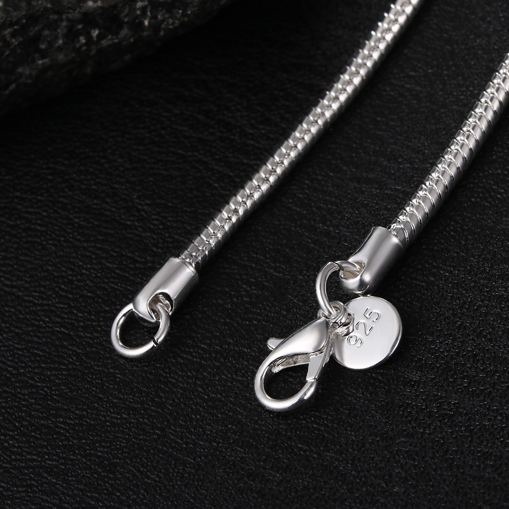 925 Sterling Silver Solid Snake Chain Necklace Men Women Pendant Jewelry 40-75cm