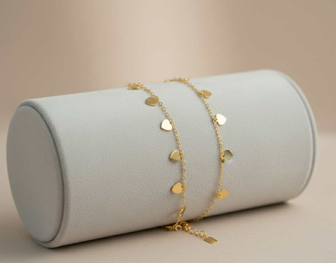Elegant Gold Color Heart Bracelet 18K Gold Plated Designer Bracelet For Women