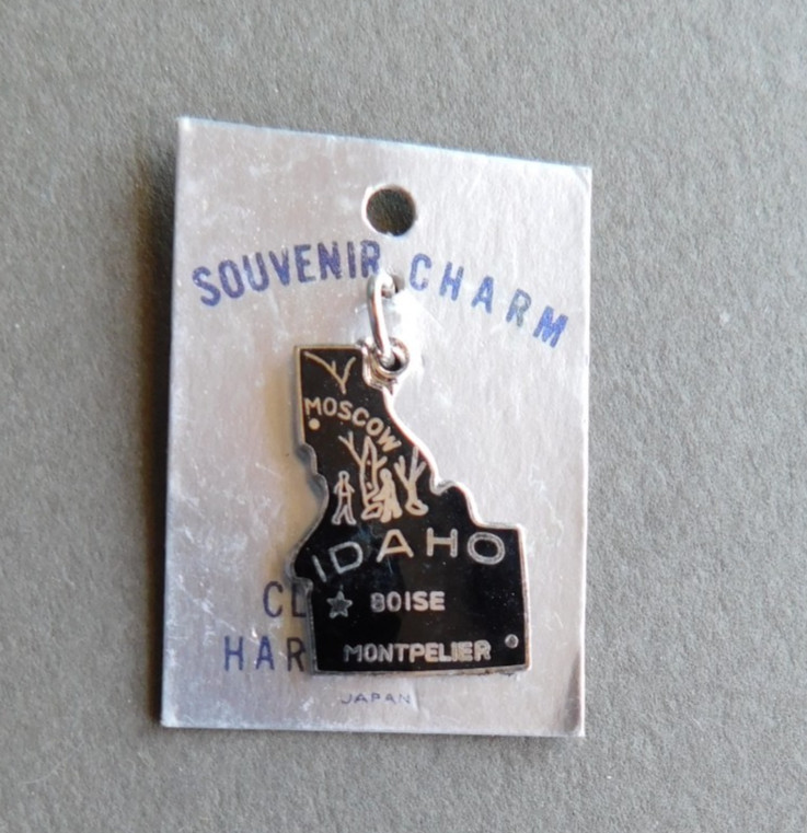State Charm : Idaho – Souvenir Charm/Pendant – silver tone/Cloisonne enamel
