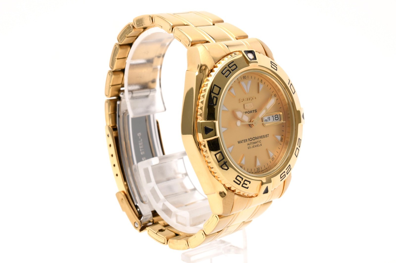 Seiko 5 Sports Gold Dial Automatic 7S36-00Y0 40mm Day-Date Men’s [Near Mint]