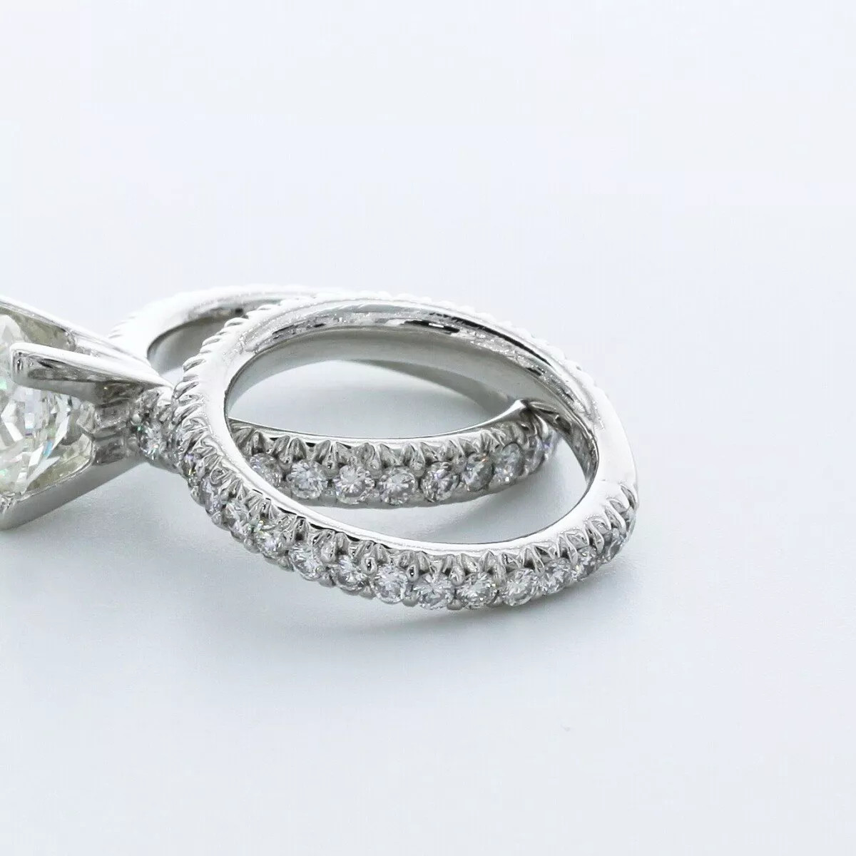 Platinum Engagement Ring Set Classic 3.75 Carat Round Lab-Grown Diamond G SI1