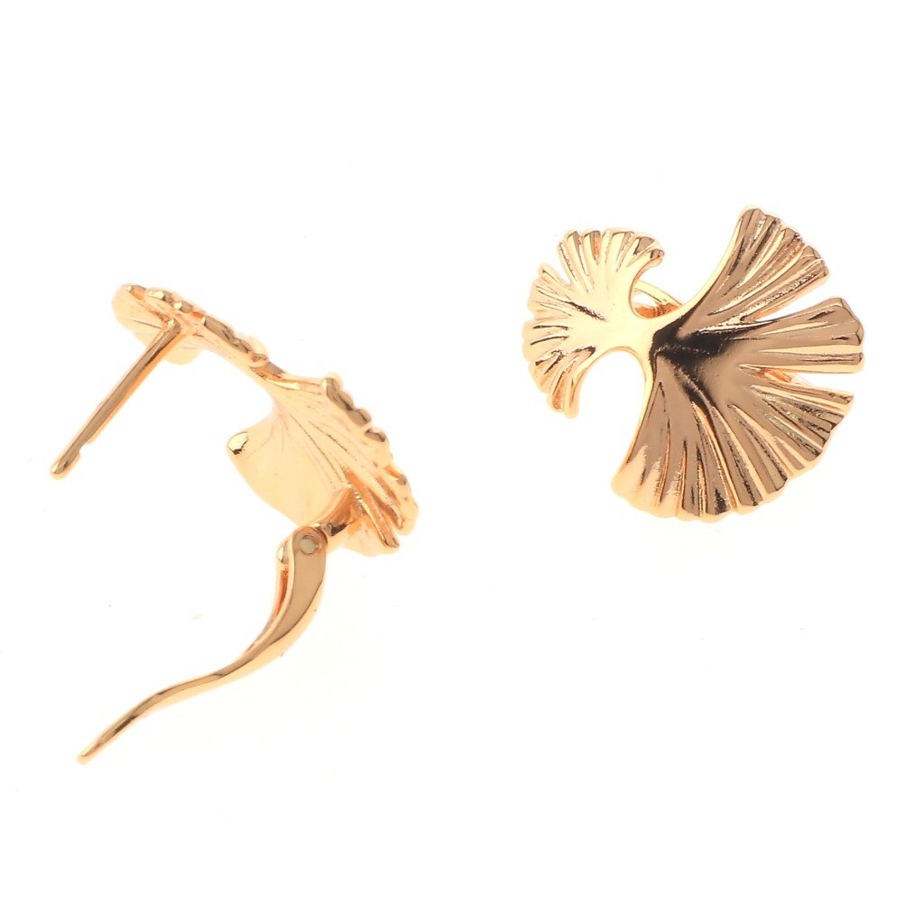 Gold Tone Gold Plated Metal English Lock Stud Earrings XPE2526-GLD
