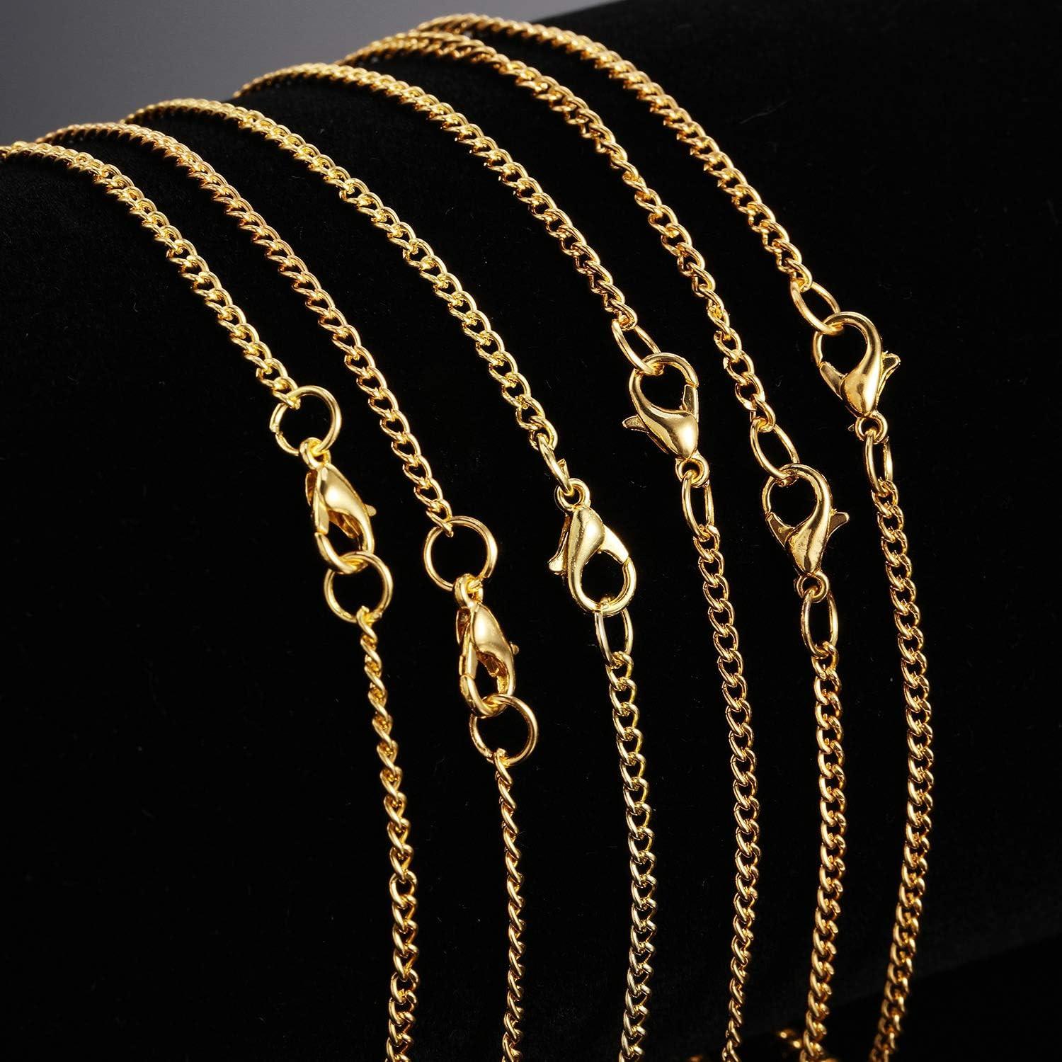 Hicarer 24 Pack Gold Plated Necklace Chain for Women Bulk 16-26 Inch 2 Mm Gold P
