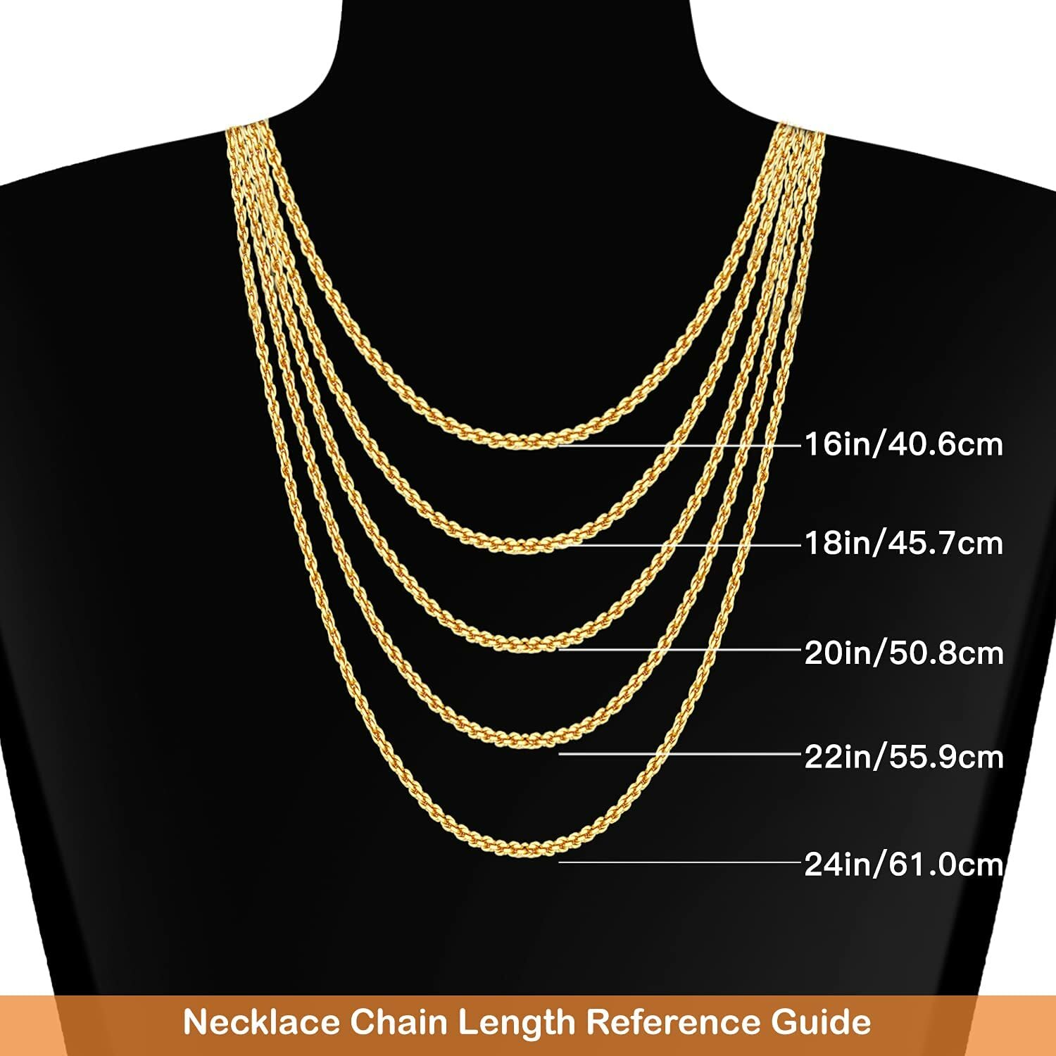 10K Yellow Gold Hollow Rope Twist Chain Necklace Bracelet 2mm-7mm 7″~9″ 16″~30″