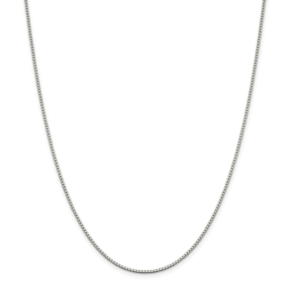 Sterling Silver Rhodiumed 1.4mm Plain Box Chain w/ Lobster Clasp 16″ – 30″