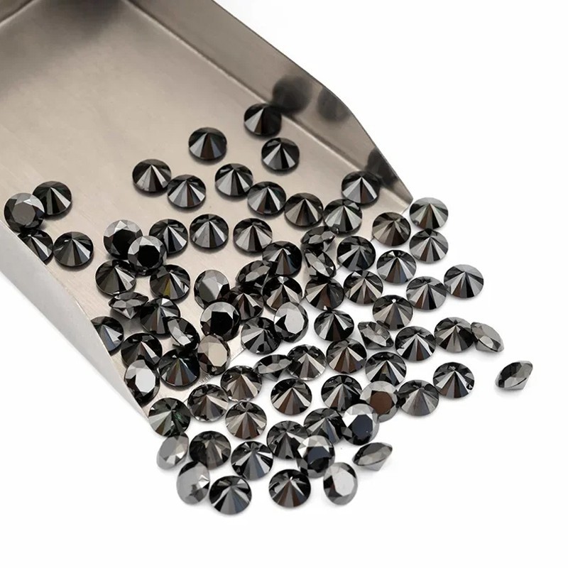 3-6.5mm 1/5/10pcs D Color Round Black Loose Moissanite Real Gemstone Pass Tester
