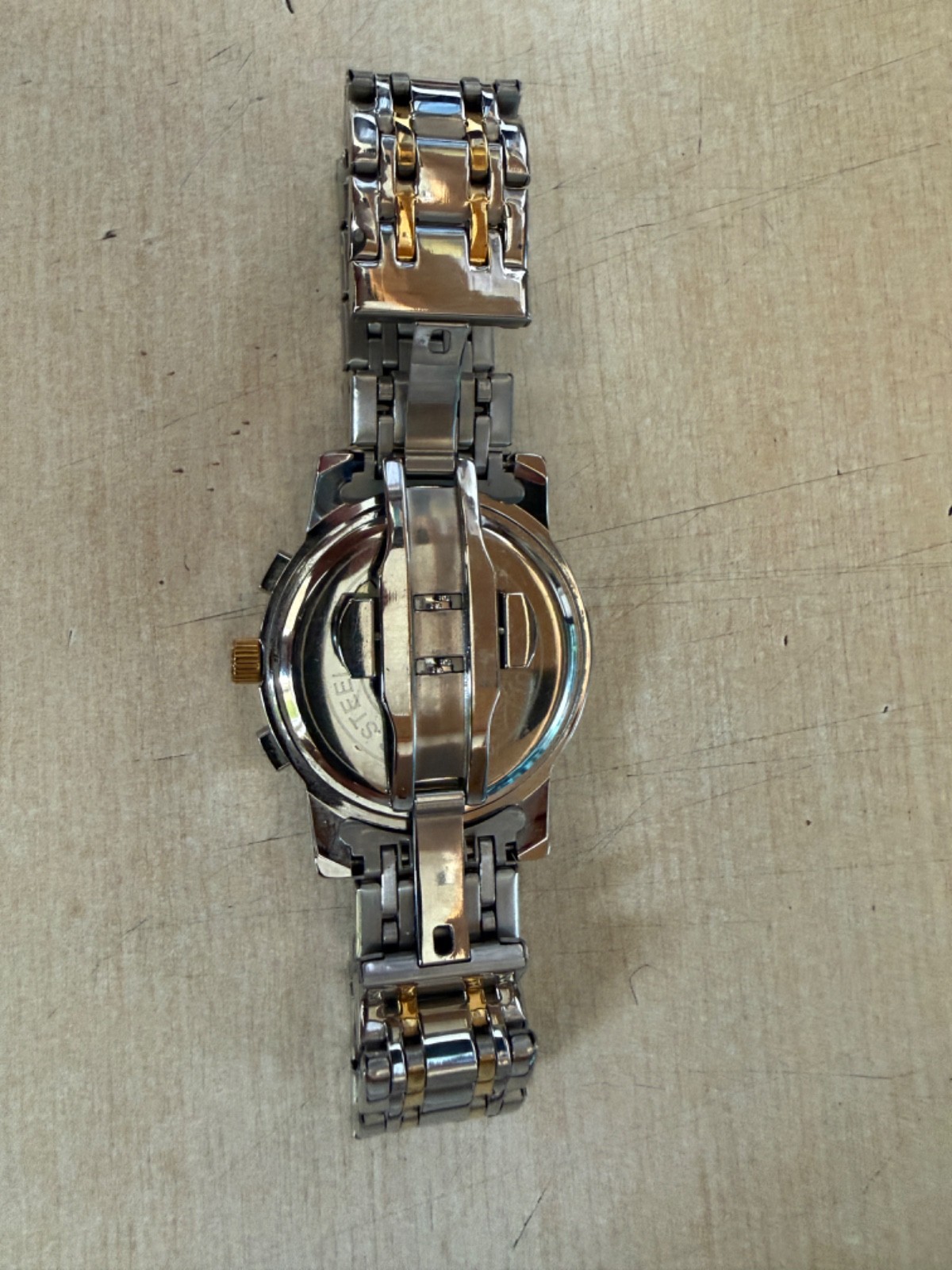 Olevs 2859G Men’s Gold & Stainless Steel Band Analog Dial Quartz Wrist Watch