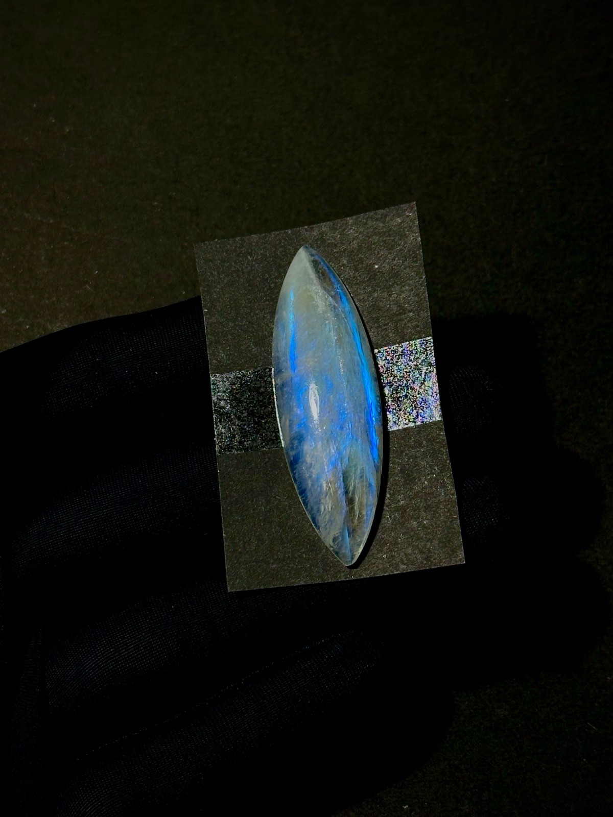 Rainbow Moonstone Cabochon, Blue Fire Moonstone, 14x36mm, Jewelry Making Stone
