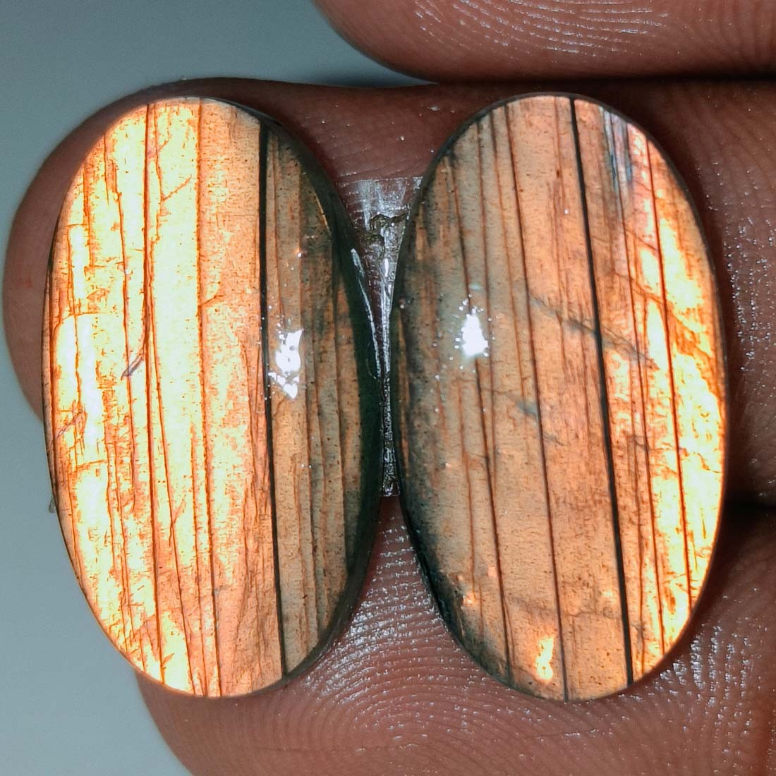20.50 Cts Natural Labradorite Oval Pair Cabochon Loose Gemstone 13x23x3 mm
