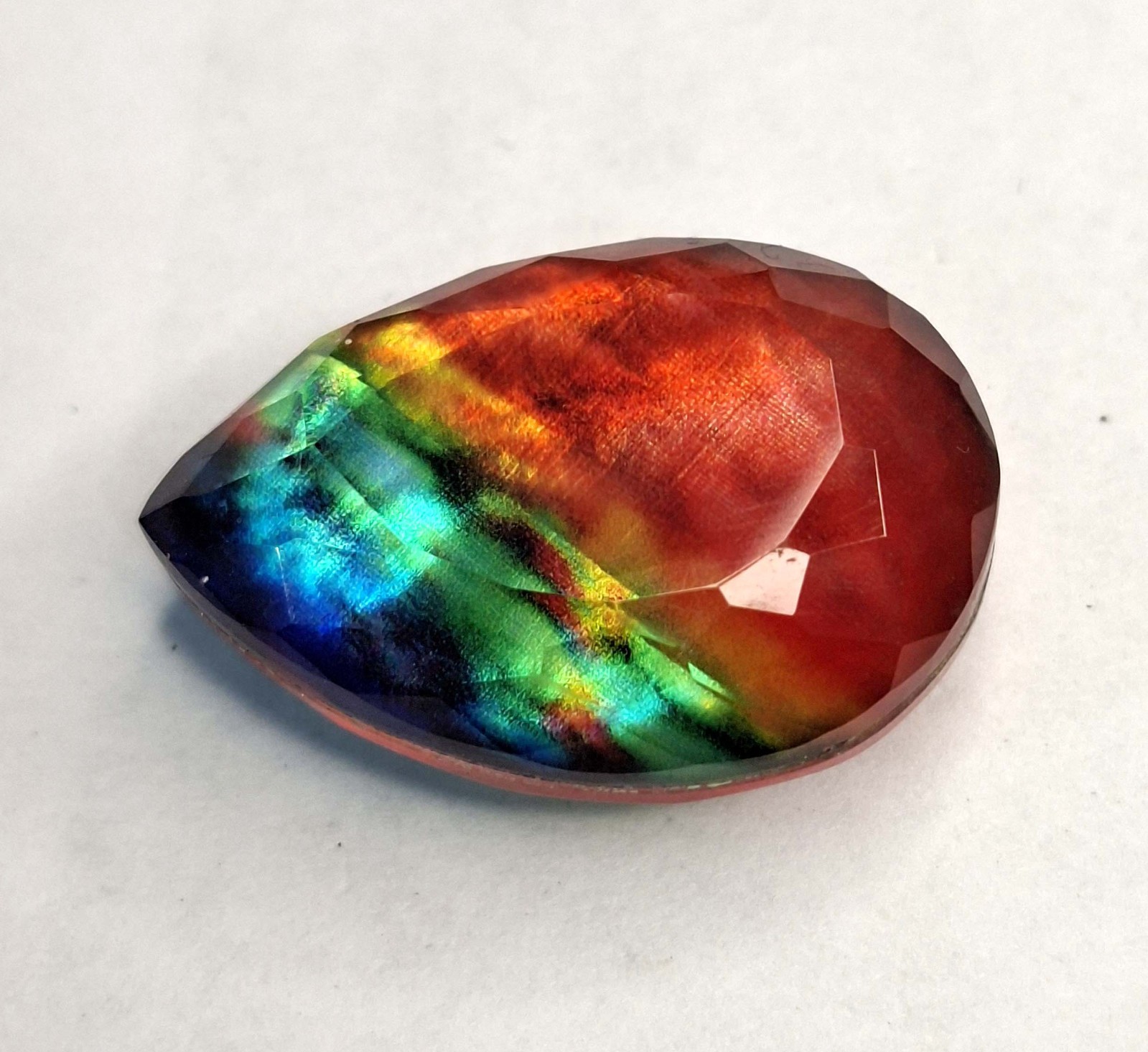 Ammolite Certified Organic Pear Cut 35-37 Carat Natural Loose Gemstone RK854