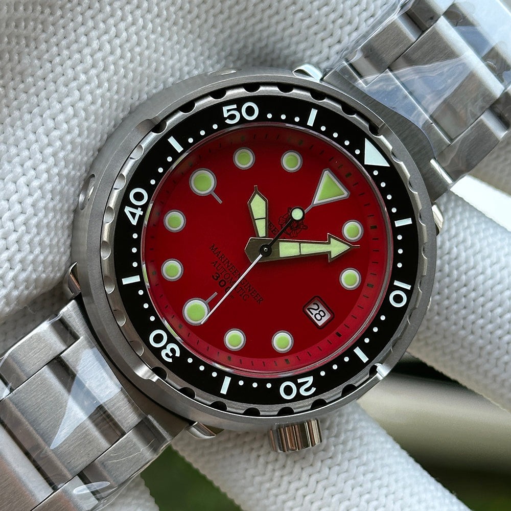 STEELDIVE SD1975 Mens 47.5mm 300M Automatic Dive Watch NH35 Steel Red