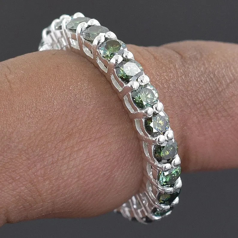 2.30 Ct Certified Elegant Blue Diamond Band Ring-925 Silver Great Shine