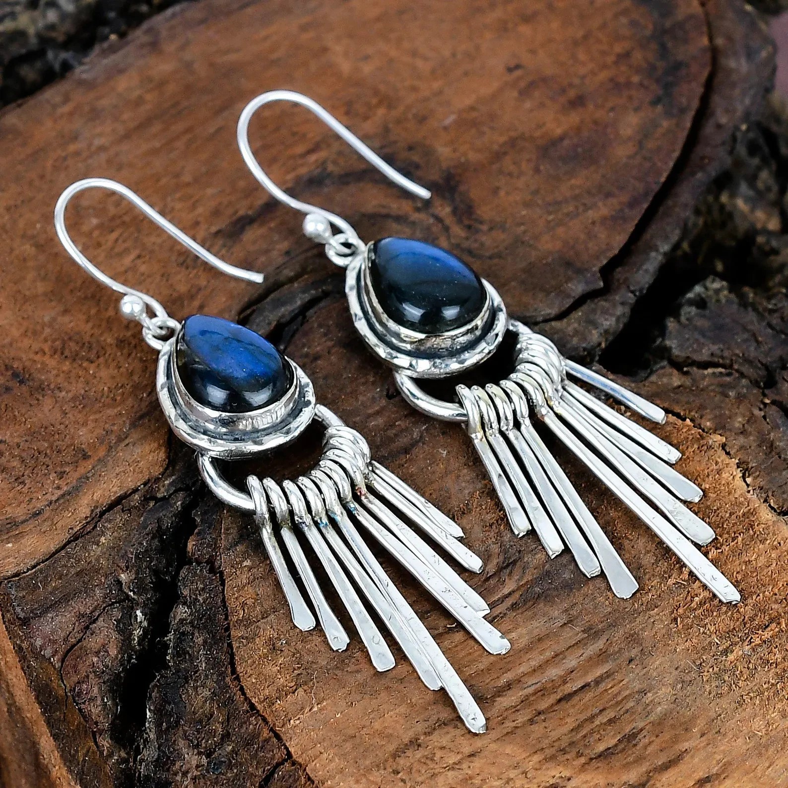 Labradorite Earrings German Silver Plated Handmade Earrings 925 stamped handmade