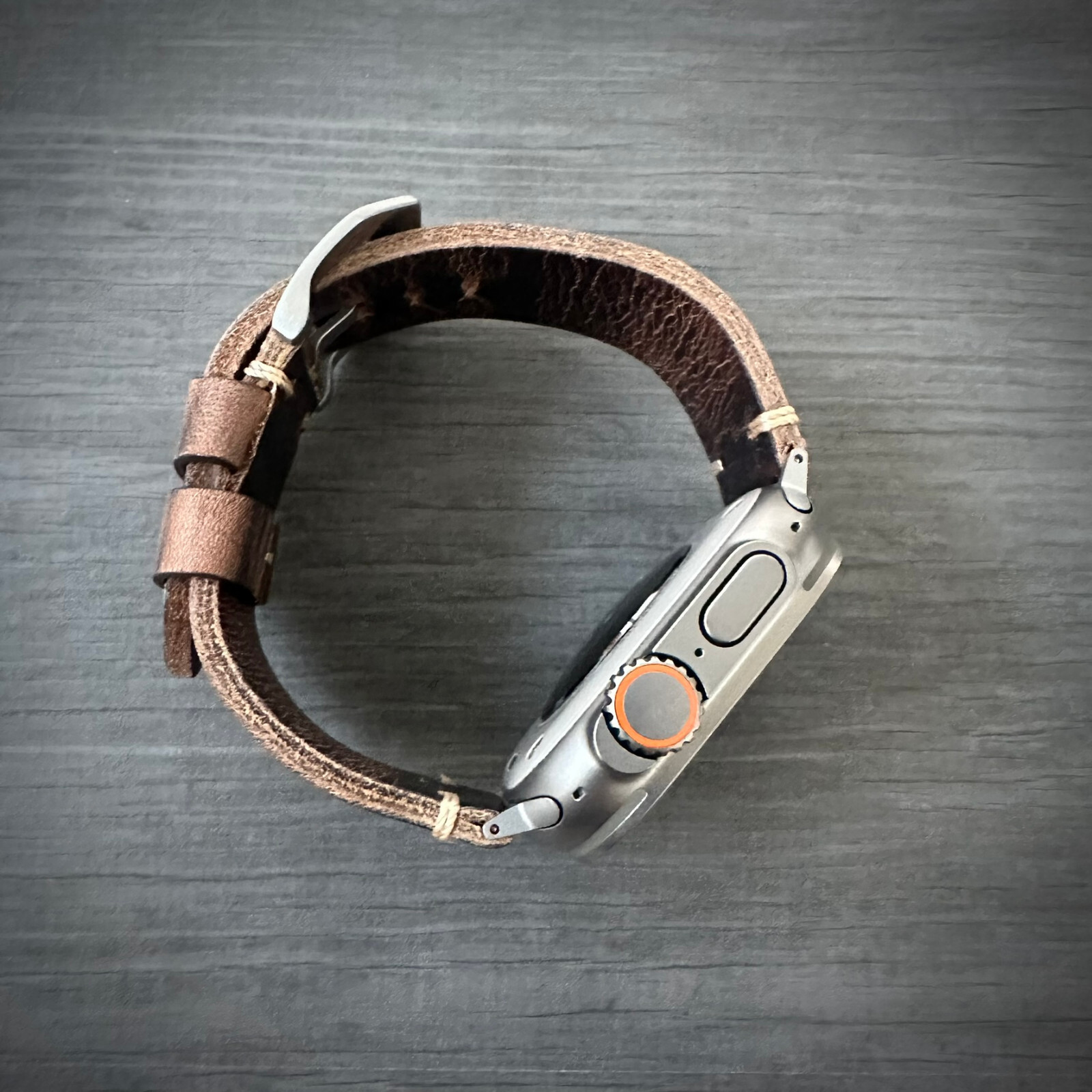 Thick Rustic Brown Leather Watch Strap Band For NEW Apple Watch ULTRA 1 2 49mm