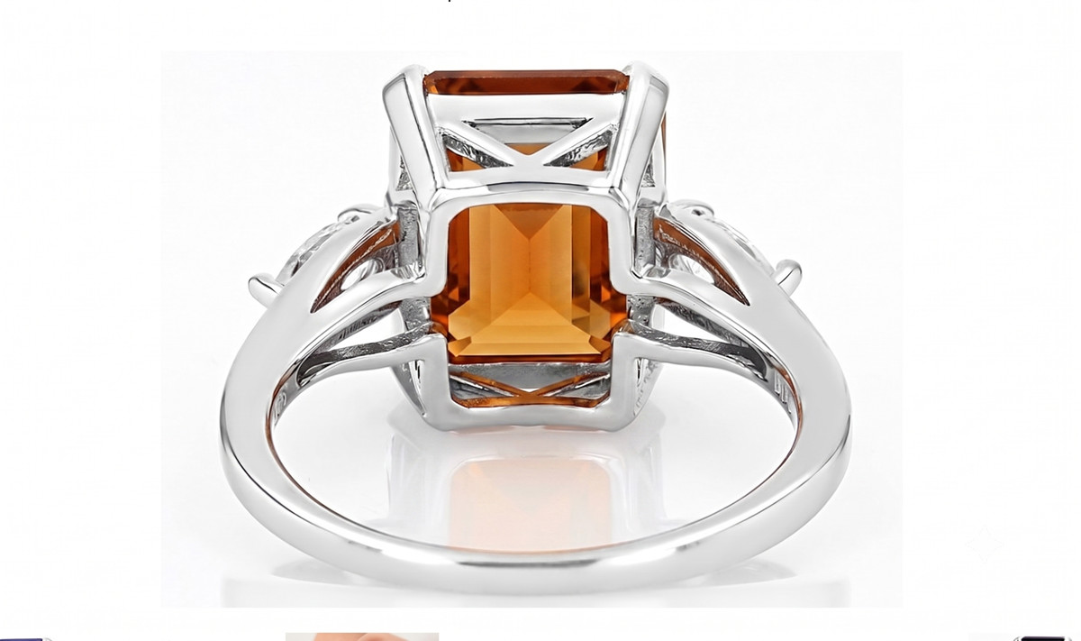 4.00 Carat Emerald Cut Natural Hessonite 925 Silver Handmade Men’s Women’s Ring