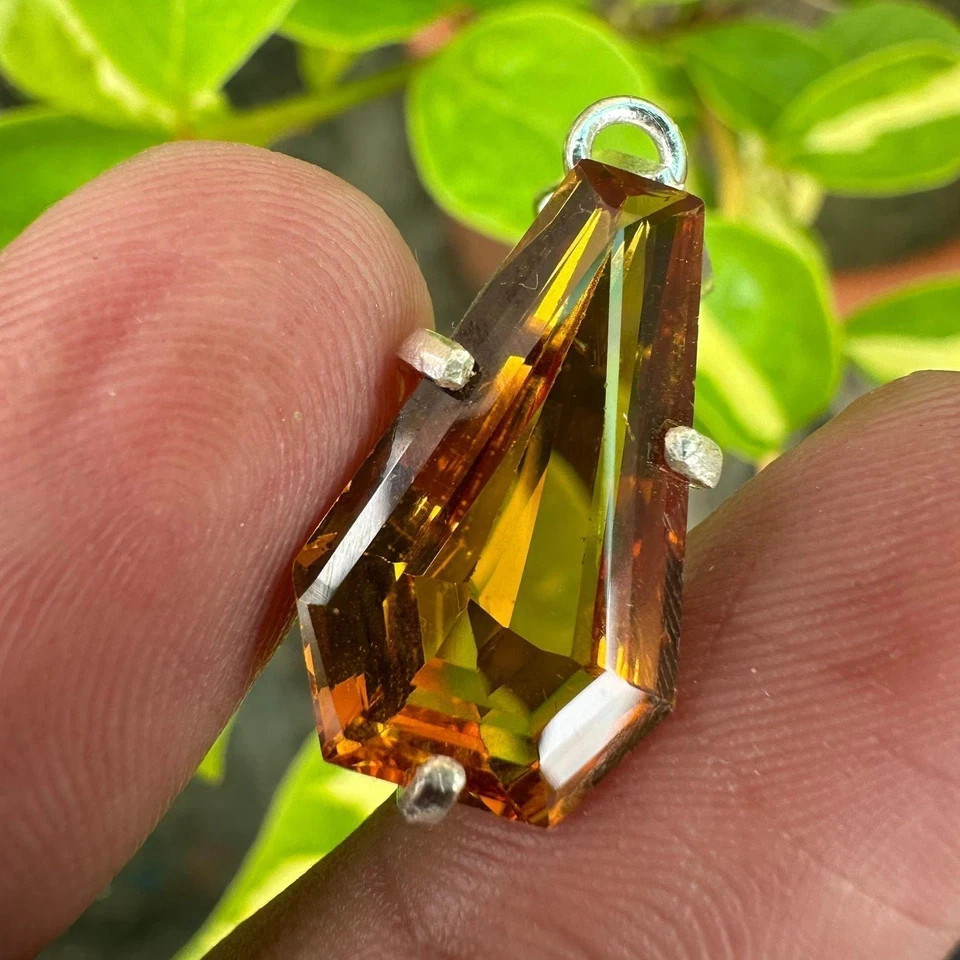 Natural 25 Ct Orange Sapphire Certified Loose Gemstone 925 Solid Silver Pendant