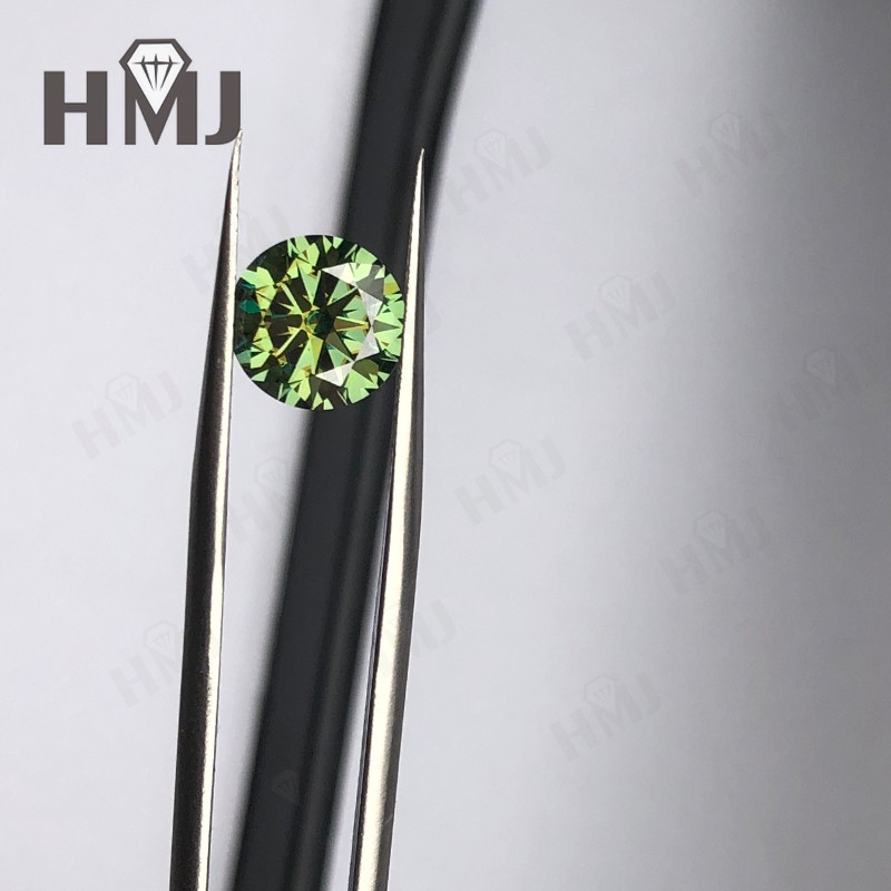 Round Green Blue Colors Loose Moissanite Stone Gemstone VVS1 W. GRA Certificate