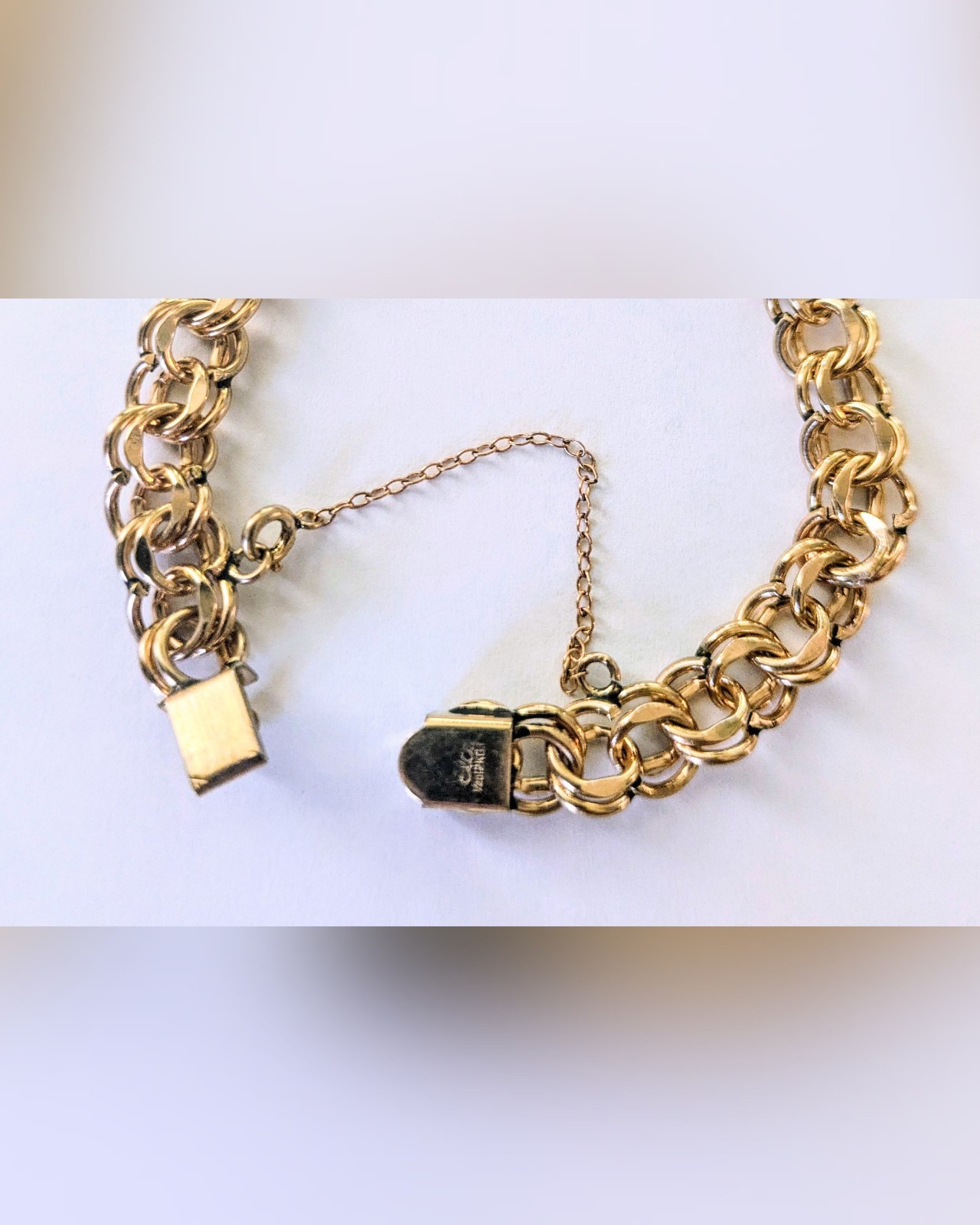 Beautiful Vintage ELCO 12kt Gold Filled Double Link Charm Bracelet