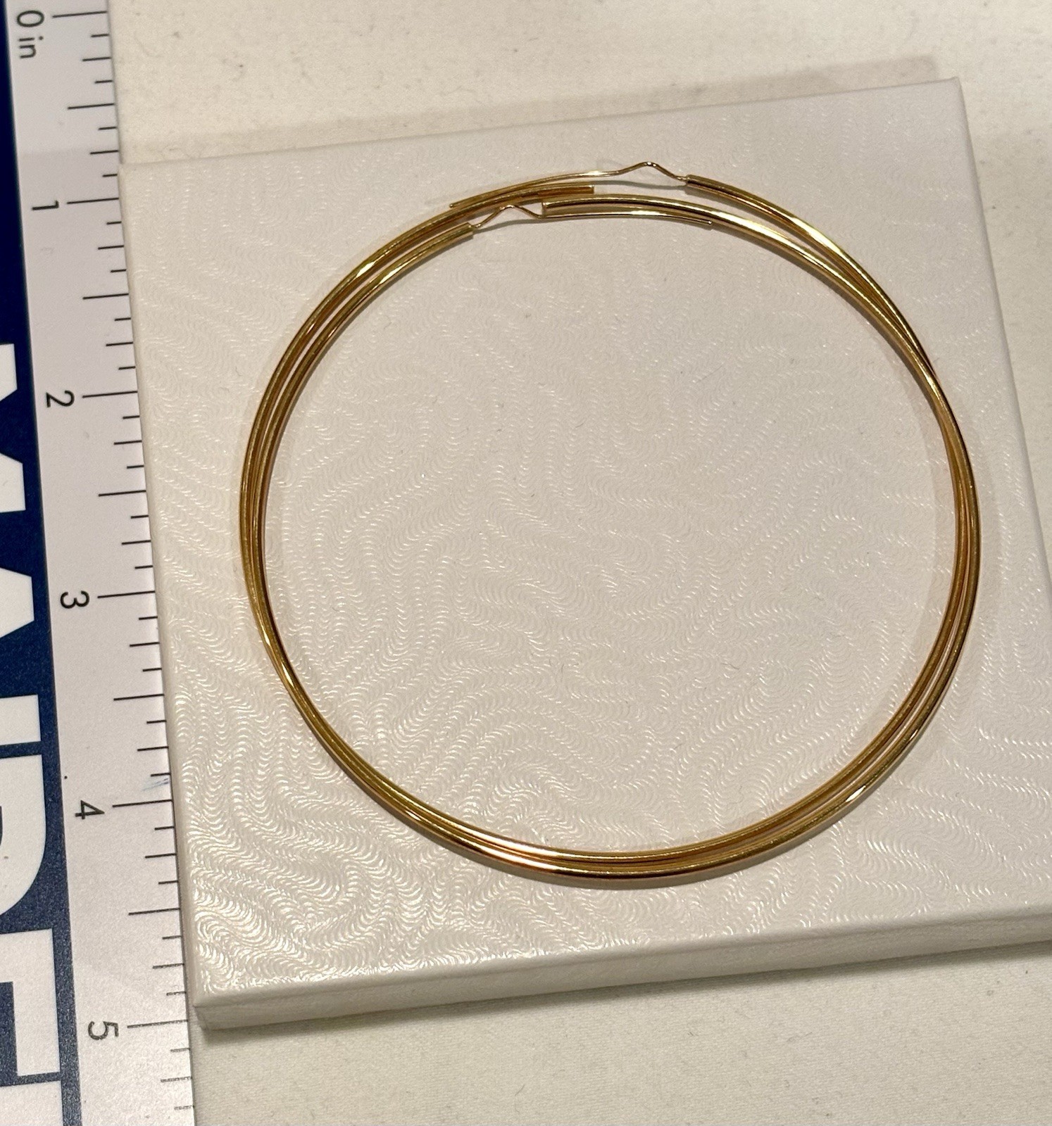 14K Solid Yellow Gold Extra Large Round Hoop Earrings 4” Inches Long & Diameter
