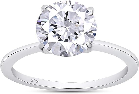 1ct Solitaire Engagement Ring Lab Created Round Moissanite 925 Sterling Silver