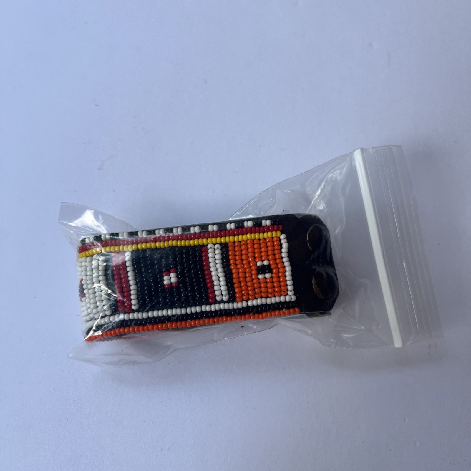 Maasai Seed Bead Leather Bracelet Cuff – Handmade Kenya Africa Snap Close EUC
