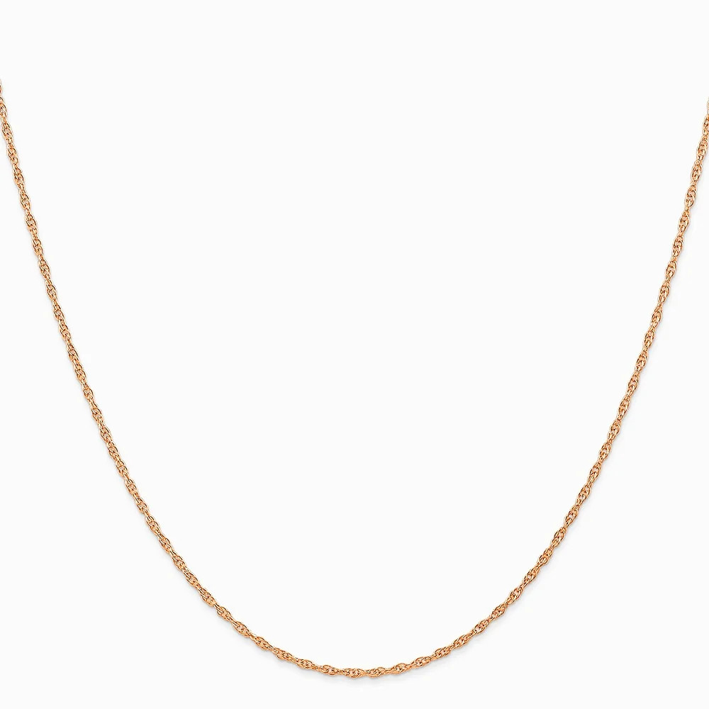 14K Rose Gold 1.15mm Carded Cable Rope Chain Necklace 16″-24″