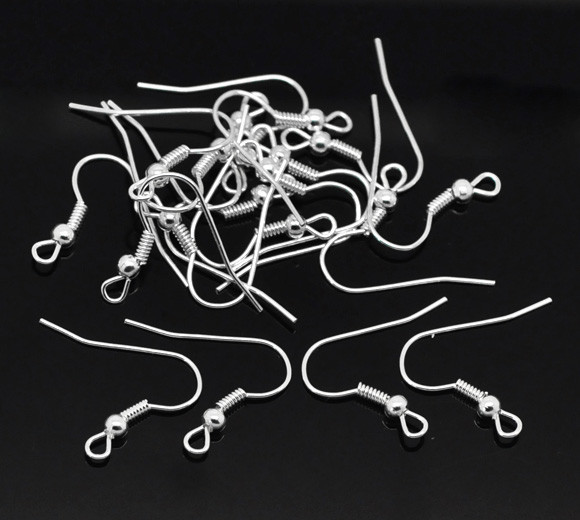 Sexy Sparkles 100 Pcs Earring Wire Hooks with Ball and Spring 21mm X 18mm