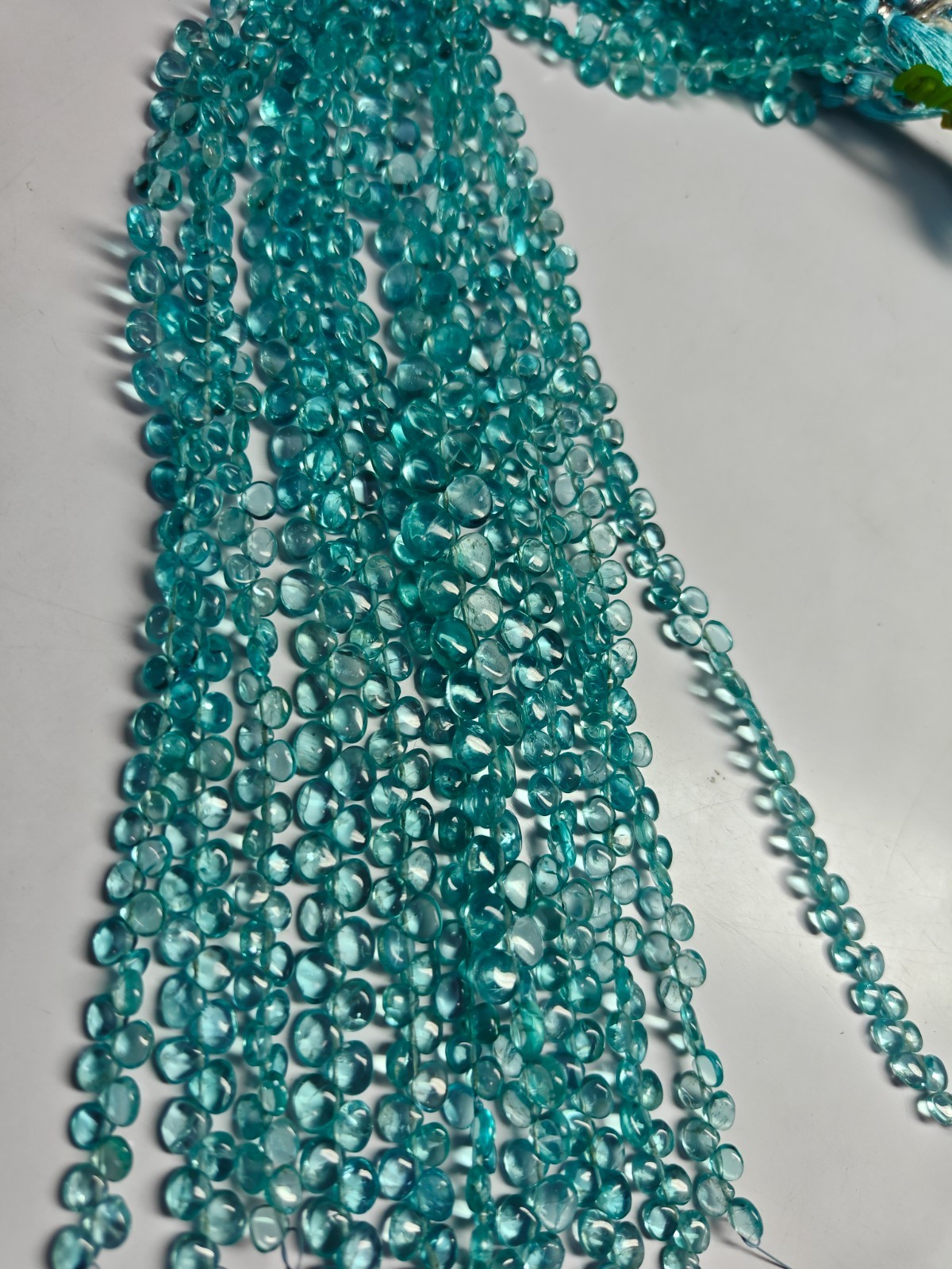 AAA Sky Apatite Gemstone Heart Briolette Smooth 5-5.5 Mm Beads 6″ Strands