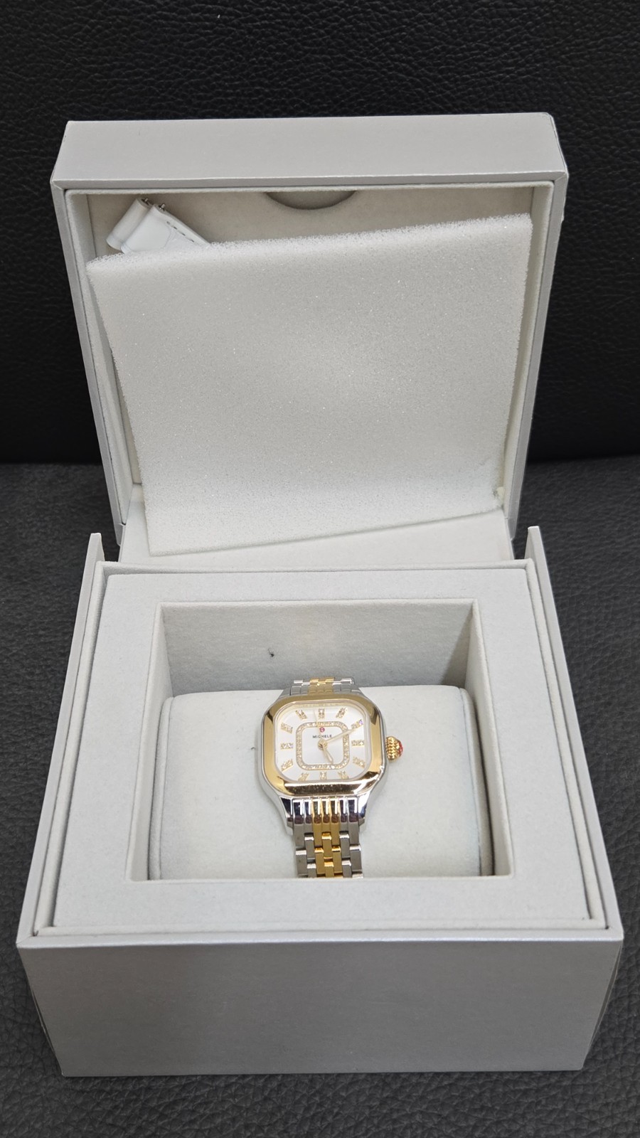 Michele Meggie MMW33B001 Set, Two-Tone Diamond Dial, 7″ Band, 29mm Case Watch
