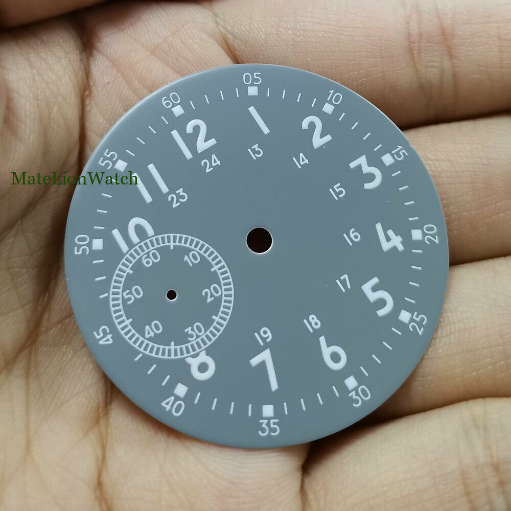 Fit For ETA6497 6498 ST3600 3620 39mm Gray Watch Dial+Hands Green Luminous