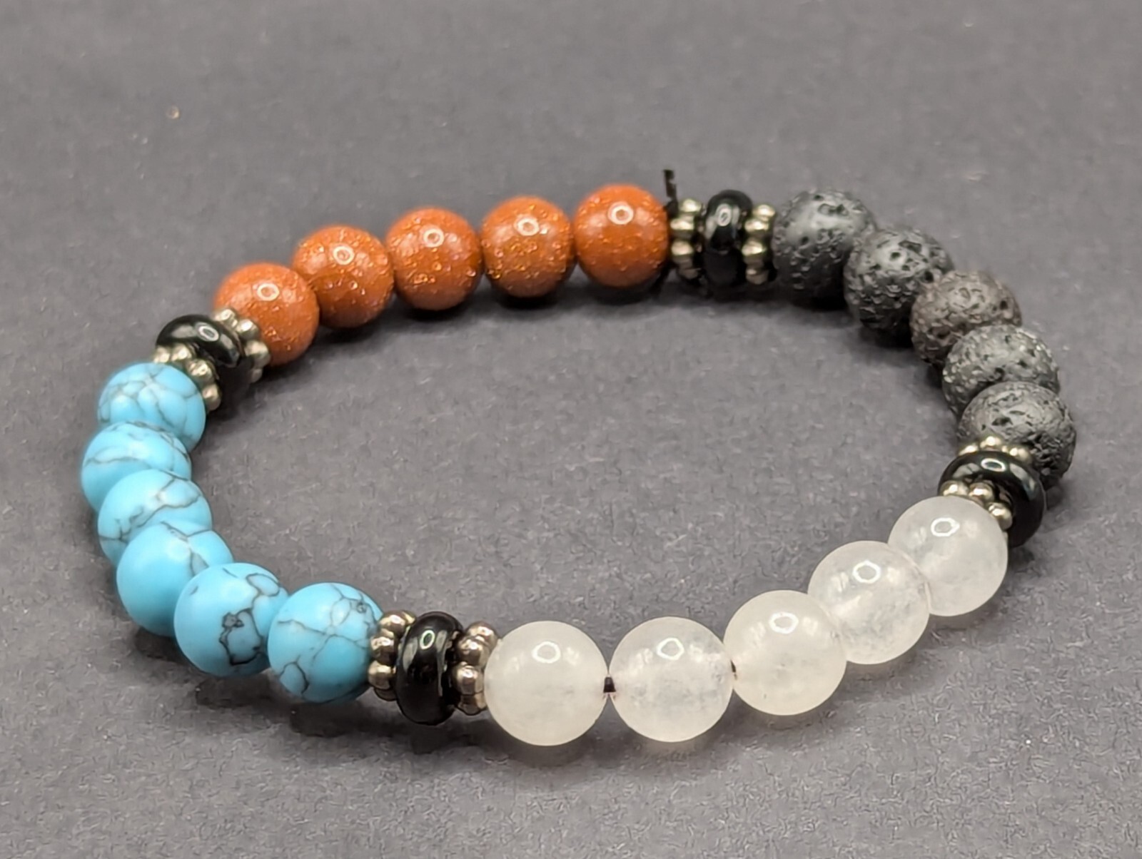 Mix Gemstone Beaded Stretch 8mm Artisan Bracelet (17cm) S / M Wrist